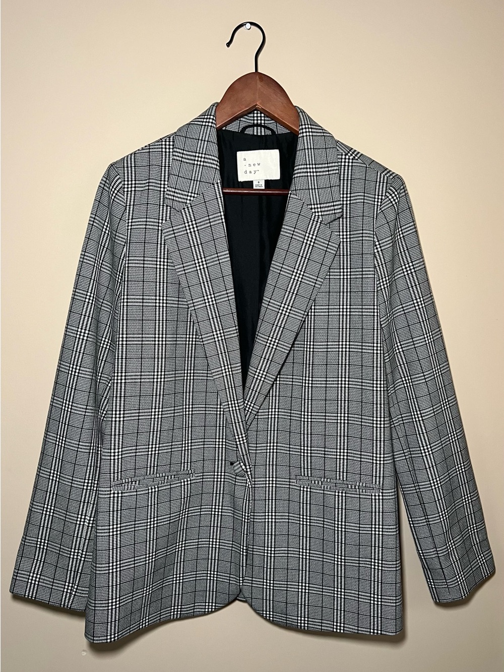 a new day Gray Plaid Single-Button Blazer